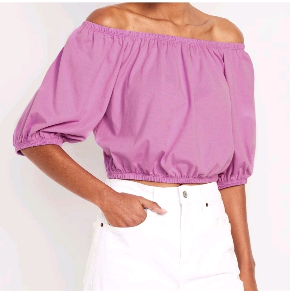 Old Navy Purple Off-Shoulder Crop Top - Picture 2 of 4